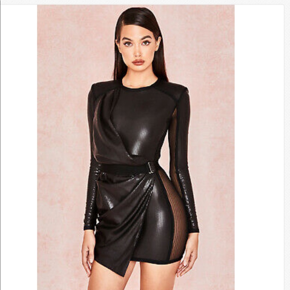 House of cb Viktoria Black Matte Sequin Dress